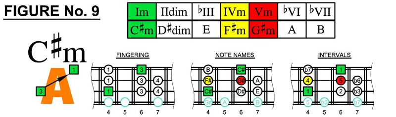 C#m box shapes and scale chords