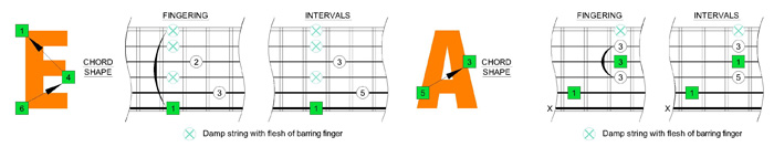 A and E chord shapes
