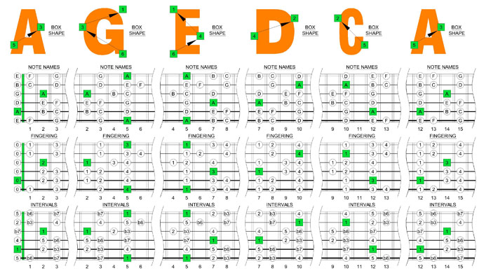 A minor scale box shapes