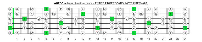 AGEDC octaves A natural minor scale intervals