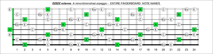 ZZZZZ octaves A minor-diminished arpeggio notes