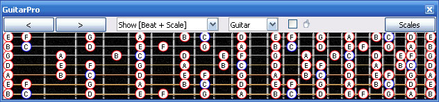 GuitarPro6 7-string guitar C major scale