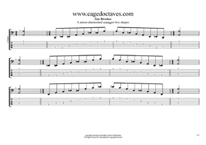 A minor-diminished arpeggio box shapes TAB pdf