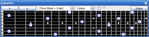 GuitarPro6 fingerboard showing C natural