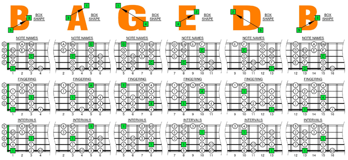 C octatonic major-minor scale box shapes