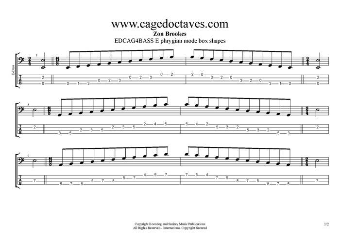 GuitarPro6 E phrygian mode box shapes TAB pdf