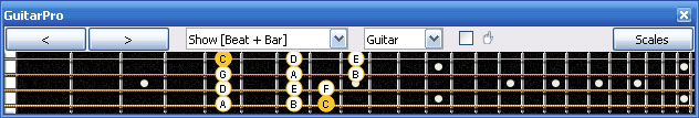 GuitarPro6 C major scale 3nps : 4G1 box shape