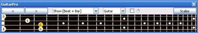 GuitarPro6 C major arpeggio 3nps : 3C* box shape