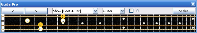GuitarPro6 C major arpeggio 3nps : 3A1 box shape