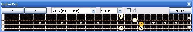 GuitarPro6 C major arpeggio 3nps : 3C* box shape at 12