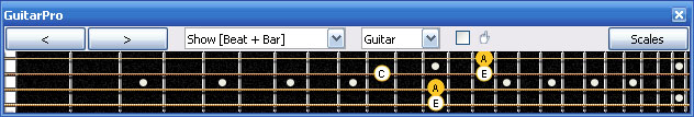 GuitarPro6 A minor srpeggio (3nps) : 3Am1 box shape