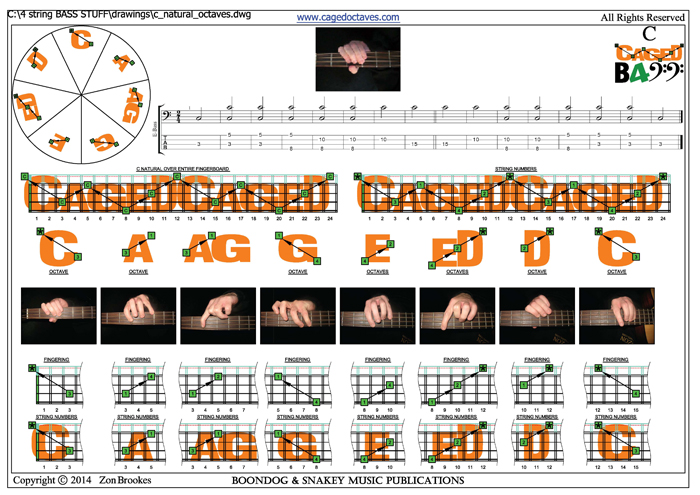 CAGED4BASS C natural (3 notes per string)octave shapes pdf