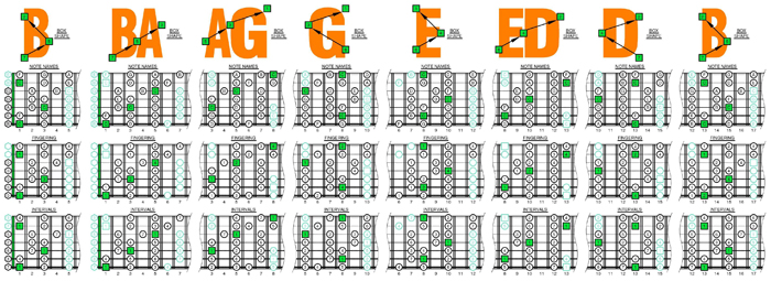 BAGED octaves C major scale 3nps box shapes