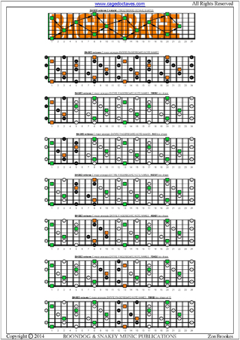 BAGED octaves C major arpeggio box shapes : entire fretboard notes