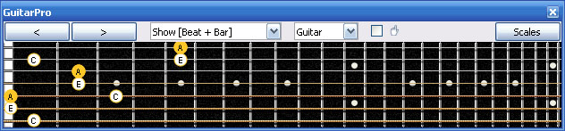 GuitarPro6 A minor arpeggio (3nps) : 5Am3Gm1 box shape