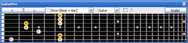 GuitarPro6 A minor arpeggio (3nps) : 6Gm3Gm1 box shape