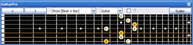 GuitarPro6 A minor arpeggio (3nps) : 7Bm5Am3 box shape
