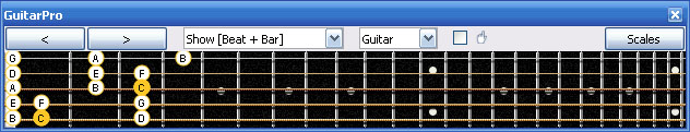 GuitarPro6 C major scale 3nps : 5B3 box shape