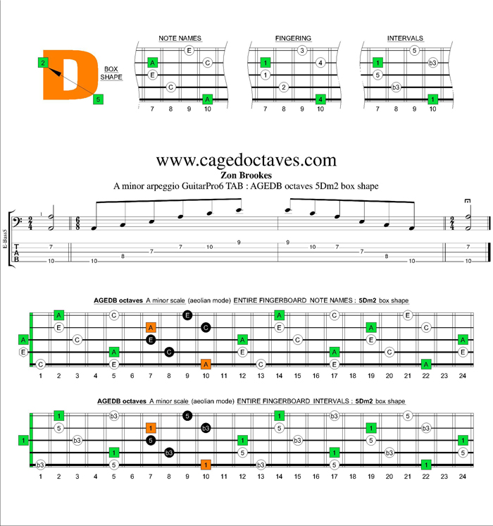 AGEDB octaves A minor arpeggio : 5Dm2 box shape