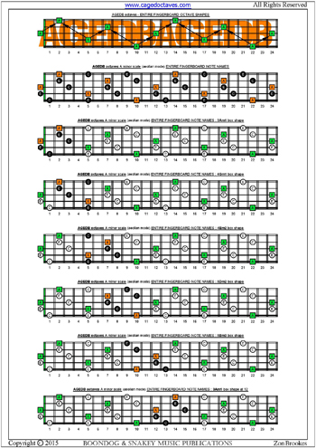 AGEDB octaves A minor arpeggio box shapes : entire fretboard notes