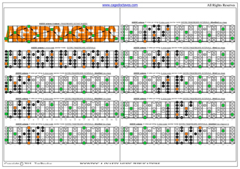 AGEDC octaves A minor scale 3nps box shapes : fretboard intervals