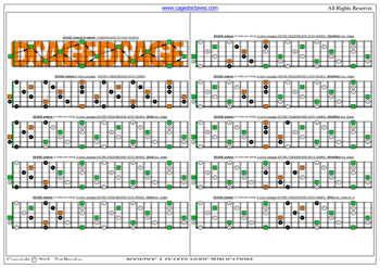 DCAGE octaves D minor arpeggio (3nps) box shapes : fretboard notes