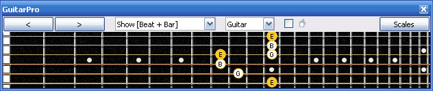 GuitarPro6 E minor arpeggio (3nps) : 6Gm3Gm1 box shape