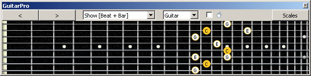 GuitarPro6 C major arpeggio (3nps) : 7B5B2 box shape