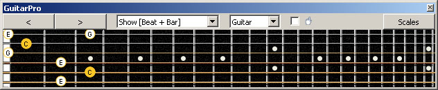 GuitarPro6 C major arpeggio: 5C2 box shape