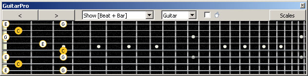 GuitarPro6 (8 string : Drop E) C major arpeggio : 7B5B2 box shape