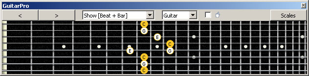 GuitarPro6 (8 string : Drop E) C major arpeggio : 8E6E4E1 box shape