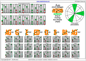 8-string Drop E: A minor arpeggio (3nps) box shapes