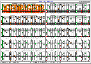 AGEDB octaves (8-string: Drop E) fingerboard A minor arpeggio (3nps): fretboard notes pdf
