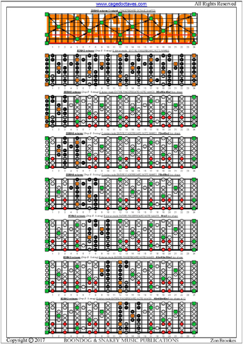 EDCAG octaves E phrygian mode box shapes : entire fretboard notes