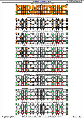 EDCAG octaves E phrygian mode box shapes : entire fretboard intervals