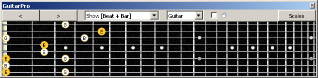 GuitarPro6 (8 string : Drop E) E minor arpeggio (3nps) : 8Em6Em4Dm2 box shape