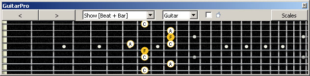 GuitarPro6 (8-string: Drop E) F major arpeggio : 5A3 box shape pdf