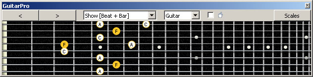 GuitarPro6 (8 string : Drop E) F major arpeggio (3nps) : 7D4D2 box shape