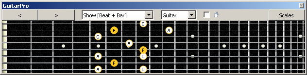 GuitarPro6 (8 string : Drop E) F major arpeggio (3nps) : 7B5B2 box shape