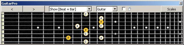 GuitarPro6 (8 string : Drop E) F major arpeggio (3nps) : 7B5A3 box shape