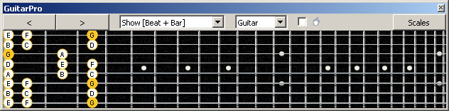 GuitarPro6 (8-string: Drop E) G mixolydian mode : 8G6G3G1 box shape pdf