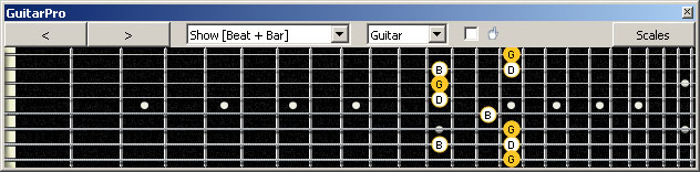 GuitarPro6 (8-string: Drop E) G major arpeggio : 8G6G3G1 box shape pdf