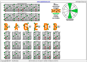 B diminished arpeggio (8-string: Drop E) box shapes pdf