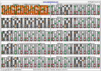 BAGED octaves (8-string: Drop E) fingerboard B locrian mode 3nps: fretboard notes pdf