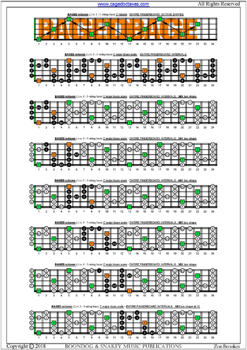 BAGED octaves (5-string bass: Low B) fingerboard C major bluesscale intervals pdf