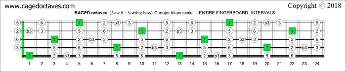 BAGED octaves fingerboard C major blues scale intervals