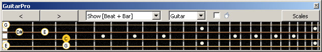 GuitarPro6 (4-string bass : Low E) C major-minor arpeggio : 3C* box shape