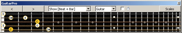 GuitarPro6 (5-string bass : Low B) C major-minor arpeggio : 5B3 box shape