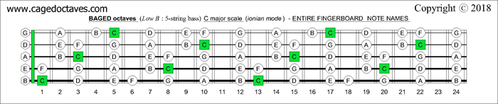 BAGED octaves fingerboard C major scale notes