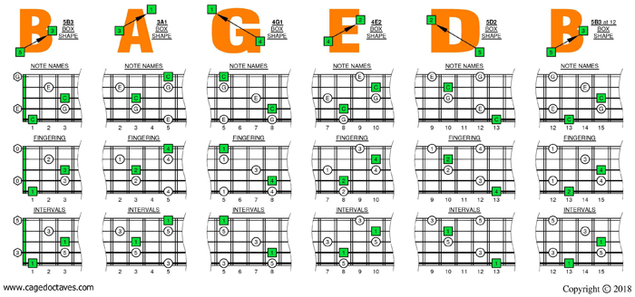 BAGED octaves C major arpeggio box shapes